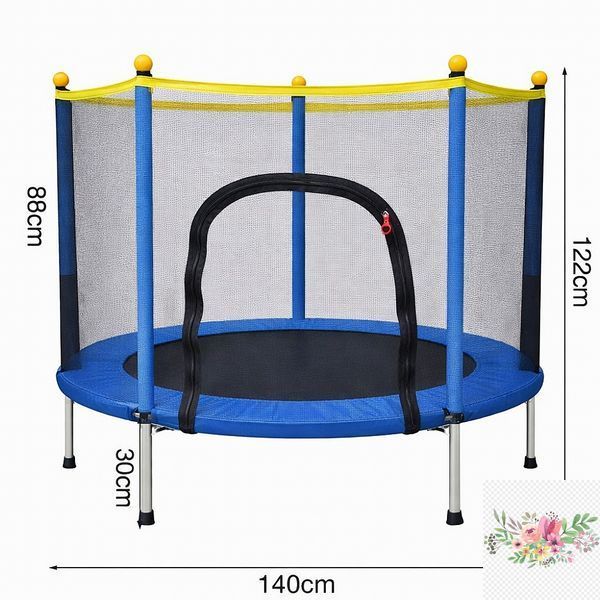 Батут дитячий 140 см Fitonix із захисною сіткою + 6 опорних ніжок Blue