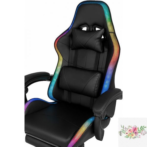 Крісло геймерське ProGame з RGB підсвіткою GX-150, підставка для ніг, комп'ютерне ігрове