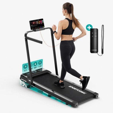 Бігова доріжка Sportconic P106FA Pro з регульованим кутом нахилу, до 12 км/год, до 110 кг, з ручками, пультом